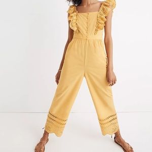 Madewell Eyelet Frilled-Strap Jumpsuit